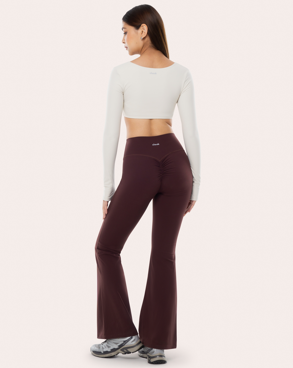 【AAKE】CHECK FLARE LONG SK Shop Scrunch Flare Legging | Cheak