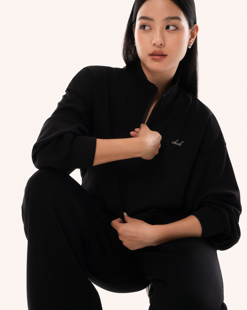 Quarter Zip Sweater Crop - cheak